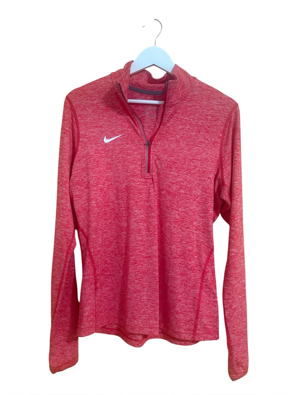 Nike Dri-Fit Size Medium Heathered Red 1/4 Zip Athletic Top